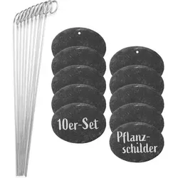 Hoberg Gartenstecker Schiefer-Pflanzschilder oval grau - 40 cm hoch, stilvolle Beschriftung für Ihren Garten, langlebig und wetterfest