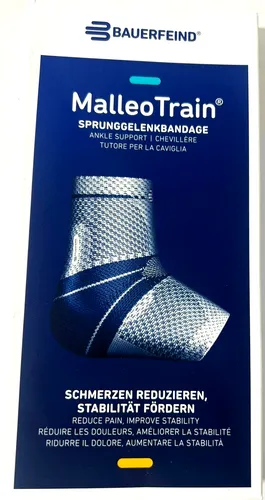 Bauerfeind MalleoTrain Rechts Titan Gr. 3 - Bandagen mit Kompressionsgestrick für stabilen Halt und schnellere Heilung bei Sprunggelenksverletzungen. Ideal bei Arthrose und Arthritis, atmungsaktiv und hautfreundlich für hohen Tragekomfort.