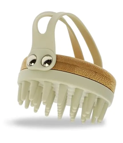 Fantasia Beauty Kopfhaut Massagebürste – Shampoo Bürste & Scalp Scrub aus Bambus und weichem Silikon – Scalp Massager für entspannende Kopfmassage – Ergonomisches Design für alle Haartypen