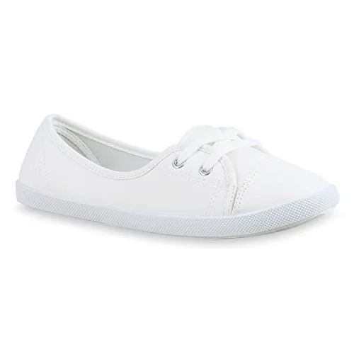 stiefelparadies Damen Sportliche Ballerinas Schuhe 137700 Weiss Glatt 40 Flandell