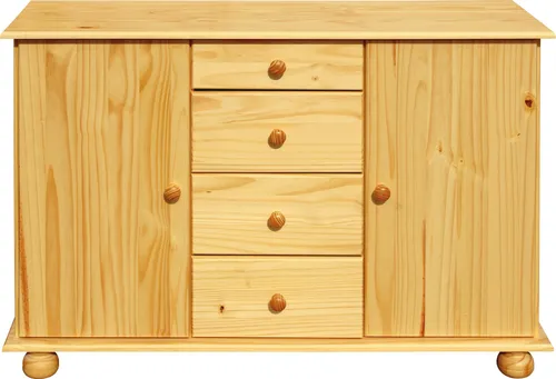 Möbilia Kommode | 4 Schubladen & 2 Türen aus massivem Kiefer-Holz