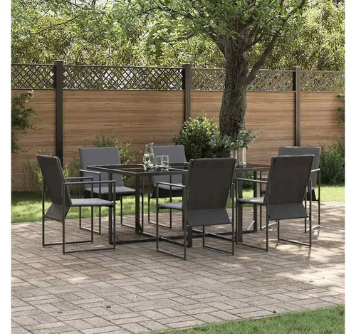 furnicato Garten-Essgruppe Modernes Garten-Esstisch-Set Schwarz 110x107x72 cm - Elegantes Garten-Esstisch-Set für stilvolle Momente im Freien. Der robuste Stahlrahmen und die pflegeleichte Glasoberfläche bieten Langlebigkeit und Komfort. Ideal für gesellige Runden und entspannte Stunden im Garten.