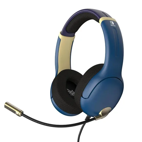 PDP Wired Headset Airlite - Hyrule Blue für Nintendo Switch - Kabelgebundenes Ohraufliegendes Headset in Hyrule Blue, ideal für Gamer, die Komfort und Style suchen.