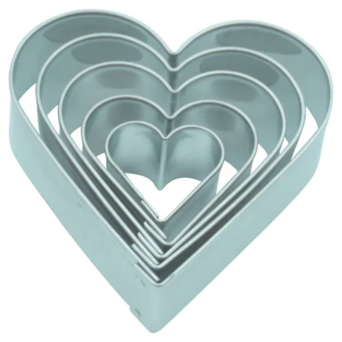 Ausstecher-Set 5 Stück Herzen glatt Plätzchenausstechform Hochzeit Liebe Kekse