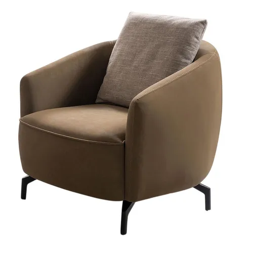 Moderner Beiger Designer Stoffsessel mit Luxuriösen Metallfüßen - Hochwertiger Sessel für Erwachsene, ideal für das Wohnzimmer. Mit bequemen Kissen und zeitgemäßem Design. Maße: 85 x 83 x 75 cm, Sitzhöhe: 43 cm, pflegeleicht und ohne Montage.