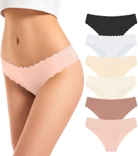 TANSTC Damenunterwäsche Nahtlose Unterhosen Damen Weich Unterwäsche Frauen Atmungsaktiv Hipster Panties Sport Seamless Slip Damen Unterwäsche Sportunterwäsche Schlüpfer Bikini 6er Pack S