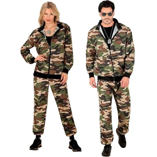 W WIDMANN MILANO Party Fashion - 80er Jahre Kostüm Trainingsanzug - Kostüm-Outfits für Erwachsene, perfektes Camouflage-Design für Mottopartys und Karneval, bequem über normaler Kleidung tragbar, ideal für Gruppen und Retro-Look.