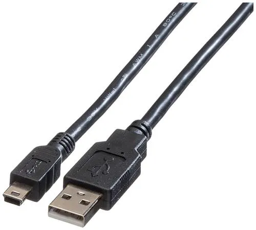 Roline USB-Kabel USB 2.0 USB-A Stecker, USB-Mini-A Stecker 1.80m Schwarz Geschirmt 11.02.8719