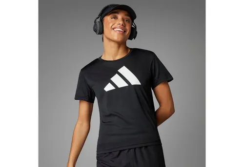 adidas Damen Run It Stripes Tee T-Shirt, Black, S - Sportliches Shirt für Damen, aus 100% recyceltem Polyester mit AEROREADY-Technologie für optimalen Feuchtigkeitstransport und reflektierenden Details für mehr Sichtbarkeit.