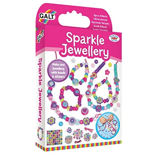 Galt Sparkle Jewellery - Kinder Halskette & Armband Bastelset für Kinder - Spaß Aktivitätspaket mit bunten Perlen & Aufklebern, fördert Kreativität & motorische Fähigkeiten - Ab 5 Jahren