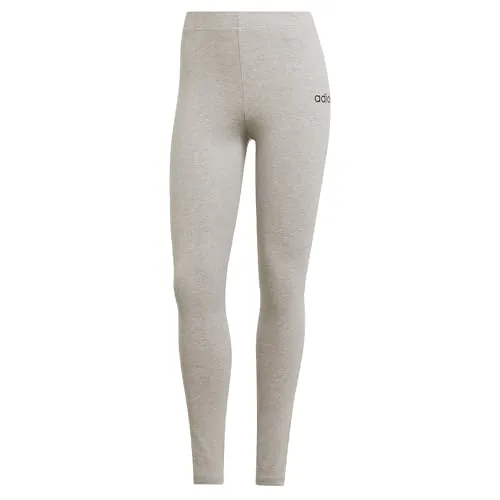adidas Damen Essentials Linear Cotton Leggings Tights, Medium Grey Heather/Black, XS