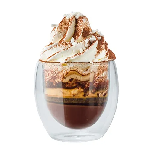 wisefood Espresso Gläser 80 ml, 4er-Set, doppelwandige Thermogläser im Schwebelook mit isolierender Wirkung, Espressoglas aus Borosilikatglas