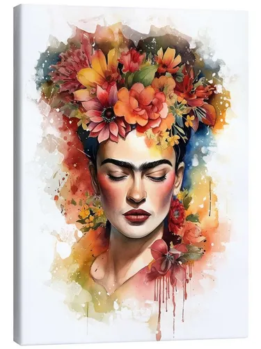 Posterlounge Wandbild Frida Kahlo mit Blütenhaar, Olga Telnova, erhältlich als Poster, Leinwandbild, Wandsticker oder Acrylglasbild