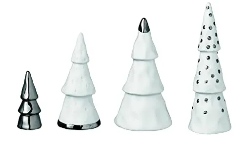 Räder Design Dekofigur Weihnachtswald silber (4tlg) - Nussknacker - 4-teiliges Porzellan-Set mit handbemalten Deko-Tannen in Silber, ideal für weihnachtliche Akzente in Ihrem Zuhause.