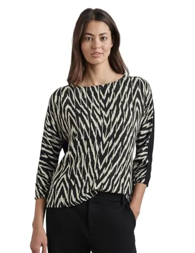 Damen Bedrucktes Shirt mit U-Boot-Ausschnitt - Stylisches Damenshirt mit 3/4-Fledermaus-Ärmeln und elastischen Bündchen. Ideal für einen lässigen Look und vielseitig kombinierbar.
