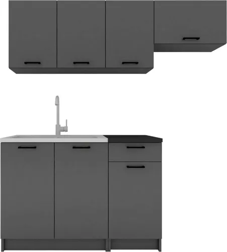 Cormons Komplettküche, kompaktes und funktionales Set mit Türen und Schublade, Anthrazit