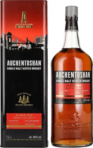 Auchentoshan Blood Oak - 1,0 Liter - Robuster und fruchtiger Single Malt Whisky - Whisky, hergestellt aus speziellen Fässern für ein intensives Geschmackserlebnis, perfekt für Kenner und Liebhaber.
