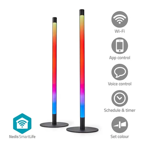 NEDIS SmartLife Stimmungslicht - Wi-Fi Tube - 600 lm - Moderne LED-Tischleuchte mit 36 W, RGBIC und warm- bis kühlweißem Licht. Ideal für stimmungsvolle Beleuchtung in jedem Raum, direkt über WLAN steuerbar.
