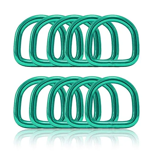Ganzoo D - Ring aus Stahl, 10er Set, Innenmaß 21mm, Materialstärke 4mm, DIY Hunde-Halsband, nichtrostend, geschweißt, Ideal mit Paracord 550, Farbe türkis