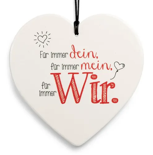 SIKORA Dekoobjekt Geschenk Herz aus weißem Steingut mit liebevollen Botschaften