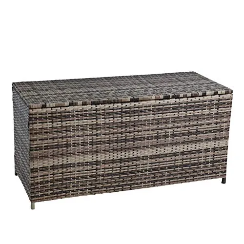 ESTEXO Auflagenbox Polyrattan 114 cm – Praktische Gartenbox in Beige-Braun