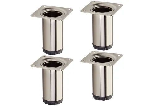 SO-TECH® Möbelfuß 4 Stück BRAVO Höhe 80 mm (10 mm) Ø 40 mm Edelstahloptik, höhenverstellbar, aus Stahl, belastbar bis 50 kg pro Stützfuß