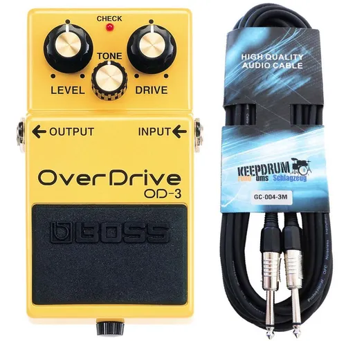 Boss by Roland E-Gitarre Boss OD-3 Overdrive Pedal mit Gitarrenkabel 3m