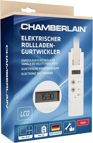 Chamberlain Elektrischer Rollladengurtantrieb WPD60UP-05 - Rollläden, einfacher elektrischer Gurtwickler für komfortables Öffnen und Schließen von Rollläden, Farbe: Weiß