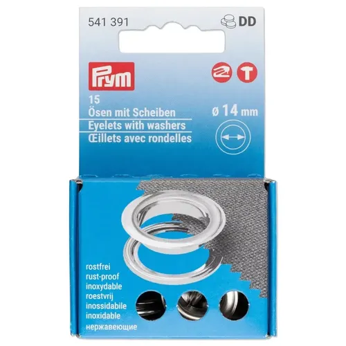 Ösen mit Scheiben 14 mm Prym 541391 silber für Vario Creative Tool Messing 15