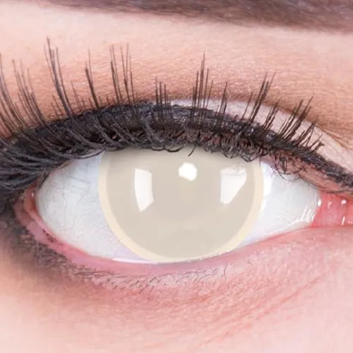 MeralenS Farbige Kontaktlinsen 1 Paar Beige Grauer Star 2 1 Paar. Topqualität zu Halloween, Fasching, Fastnacht, Karneval Halloween gratis Kontaktlinsenbehälter ohne Stärke