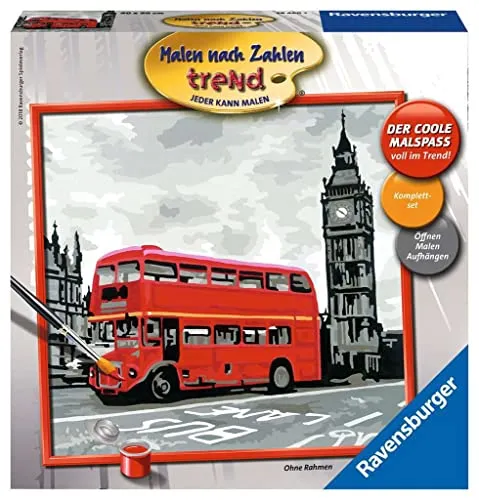 Ravensburger 28460 - Malen nach Zahlen Erwachsene London - DIY Malen nach Zahlen für Erwachsene und Kinder ab 12 Jahren, Malset mit Leinwand und Pinsel, Silver, Mittel