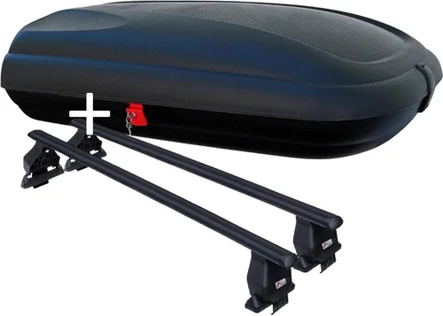 Dachbox VDPBA320 320 Liter carbonlook abschließbar + Dachträger Tema kompatibel mit Bmw Serie 2 (U06) Active Tourer 5 Türer ab 21