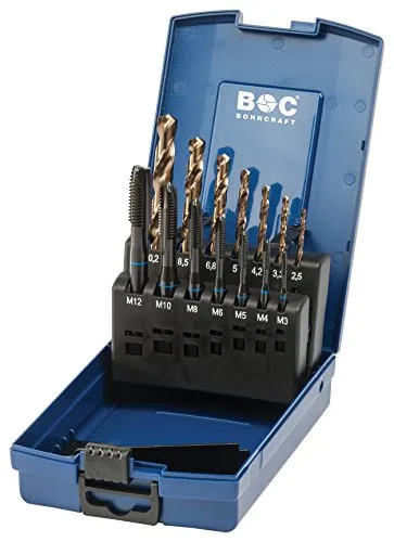 Bohrcraft BLAURING-Maschinengewindebohrer Set HSS-E (Co5) VAP / MGB 14G-K Blauring / M3 - M 12 / 14-teilig / 4144 13 30014