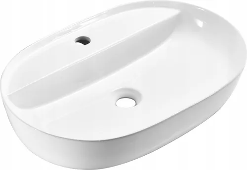 Produktbild Aufsatzwaschbecken 60x40x13 weiß oval abgerundet Keramik Omeble