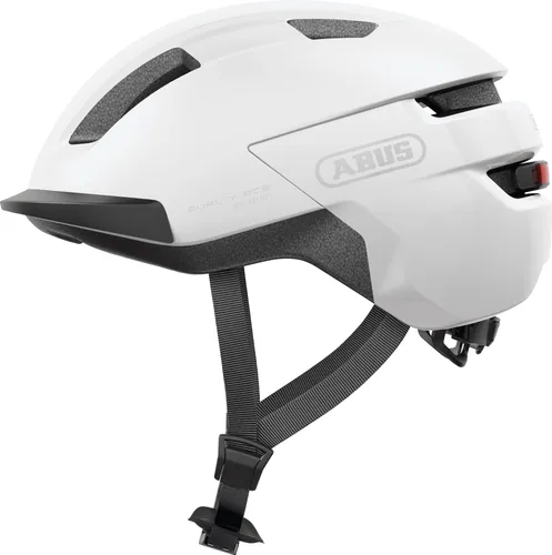Abus Purl-y ACE Fahrradhelm - Polar White (L, 57-61 cm) - Fahrradhelm mit aufladbarem LED-Licht, NTA-zertifiziert für E-Bikes, optimaler Schutz und hoher Tragekomfort, ideal auch für Zopfträger.