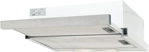 exquisit Flachschirmhaube FSH 61-2.1, 60 cm, Abluft- und Umluftfähig - Dunstabzugshaube mit 2 Leistungsstufen und 260 m³/h Luftstrom, ideal für effizientes Kochen. Integrierte LED-Beleuchtung sorgt für optimale Sicht in Ihrer Küche.