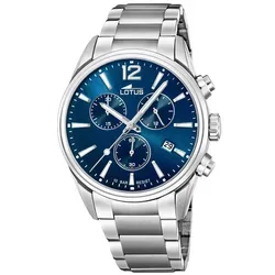 Lotus Herren Armbanduhr Chronograph Quarz Edelstahl 18690/1 - Armbanduhren für Herren mit 42mm Stahlgehäuse, blauen Ziffernblatt und umfangreichen Chronographen-Funktionen. Wasserdicht bis 10 Bar, ideal für aktive Männer.