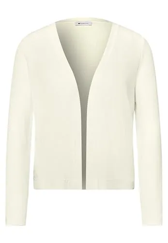 STREET ONE Cardigan Langarm Jacke Nette im Strick-Look – Off White 36 EU - Eleganter Cardigan im zeitlosen Strick-Look, ideal für vielseitige Outfits. Aus bequemer Viskose-Mischung für angenehmen Tragekomfort.
