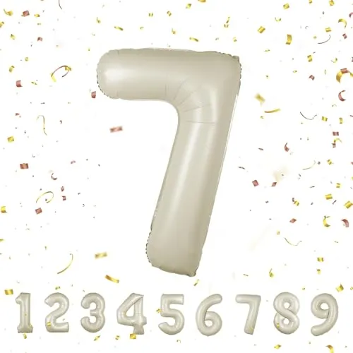 Geburtstag zahlen luftballon 7 jahre | Beige Folienballon 7 XXL -Riesen Folienballon in 40