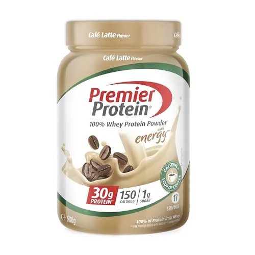 Premier Protein - Whey 100% Proteinpulver - Café Latte - 680g - 30 g hochwertiges Molkenprotein pro Portion unterstützen deine Ernährung. Genieße den cremigen Geschmack mit nur 150 kcal. Ideal für einen aktiven Lebensstil – einfach zubereitet und perfekt für zwischendurch!