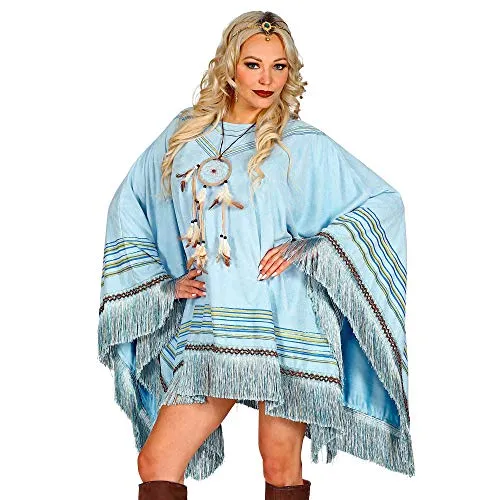 Poncho Wildlederoptik hellblau von Widmann - Mädchenkostüme: Stylischer Poncho in Wildleder-Optik mit Fransen, perfekt für Karneval und vielseitig kombinierbar.