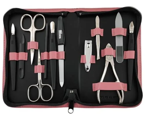 12-teiliges Maniküre Set aus Solingen mit Leder-Etui - Hochwertiges 12-teiliges Nagelpflege-Set mit präzisen Werkzeugen aus Solingen. Das stilvolle Echtleder-Etui sorgt für sichere Aufbewahrung und ist ideal für Zuhause oder unterwegs. Perfekt für gepflegte Hände und Füße.