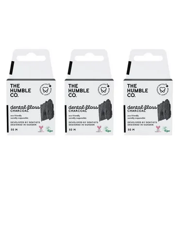 The Humble Co. Zahnseide 3x Humble Dental Floss Zahnseide, Aktivkohle 3 x 50 m