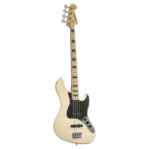 J & D E-Bass 1975 VWH - Vintage White - E-Bass im Vintage-Style mit Erlekorpus und 2 Single Coil Tonabnehmern für vielseitige Sounds. Ideal für Anfänger und Fortgeschrittene, bietet er unübertroffenen Spielkomfort.