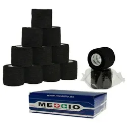 meDDio Pferdebandage 12 Haftbandagen Größe+Farbe wählbar, black velvet schwarz 5 cm