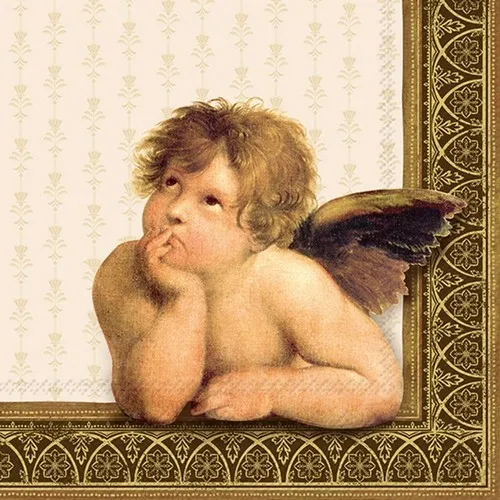 Servietten Classic Angel gold - Engel an edler Bordüre 33x33cm 20