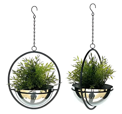 DanDiBo Blumenampel 2er Set - Stilvolles Garten-Zubehör für drinnen und draußen, inklusive zwei eleganter Metall-Blumenhänger mit Töpfen für eine ansprechende Pflanzenpräsentation.