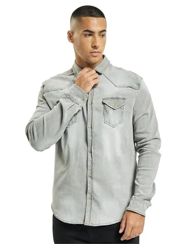 Brandit Riley Denim Shirt Long Sleeve - Grey Denim, Größe XL - Herrenhemden mit aufwendigem Used-Look und farblichen Nähten, hochwertig verarbeitet und angenehm zu tragen dank Elasthan-Anteil. Ein zeitloses Jeanshemd für jeden Anlass.