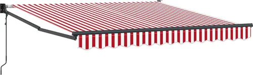 Produktbild vidaXL Einziehbare Markise Rot und Weiß 350 x 250 cm