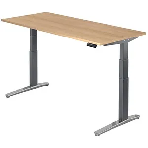 Höhenverstellbarer Arbeitstisch 180x80 cm Eiche - Ergonomischer Kinderschreibtisch, elektrisch höhenverstellbar mit Memory-Funktion für optimale Anpassung an jede Körpergröße. Made in Germany! Ideal für gesundes Arbeiten und kreative Entfaltung.